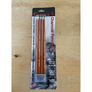 N.O.S.‎ GENERAL'S CHARCOAL 2B 4B 6B & White 4-Pack & Eraser 557-BP PENCILS